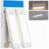 Axvcuxio 2er-Set LED-Nachtlichter mit Bewegungsmelder, 3 Modi, 3 Lichtfarben, kabellose, dimmbare Schrankleuchten, magnetische, wiederaufladbare Sensorlichter