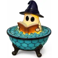 Novzep LED Geist Lampe Halloween, niedliche Geister Deko Figur mit Badewanne und Buch, warme Nachtlicht Dekoration aus Harz für Bad Kinderzimmer Geschenk