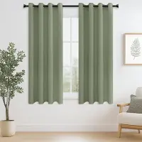 Famanu Thermo Vorhänge mit Ösen, grün, für Küche und Wohnzimmer, kurz, 2er Set, 122 x 140 cm