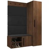 Mirjan 24 Garderoben-Set Medi II, Schuhschrank, Kleiderhakenbrett, 4x Paneel 84x42, 4 Kleiderhaken (Farbe: Nuss Warmia, Polo 897)