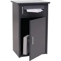 Mendler Paketkasten MCW-O51, Paketbox Paketfach Paketstation Briefkasten 2 Fächer, Stahl 78x49x38cm dunkelgrau