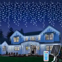 Jayseuw 5M 198LEDs Solar Lichterkette LED Lichterkette LED Lichtervorhang Weihnachtsbeleuchtung Kaltweiß