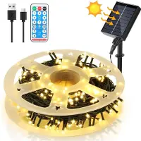 Izrielar LED Solar Lichterkette 50M 500LEDs mit 8 Modi für Innen Garten Party & Weihnachtsdeko Beleuchtung Deko, Warmweiß