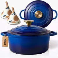 Hage Emaillierter Gusseisentopf 22 cm 3 l Hageblau