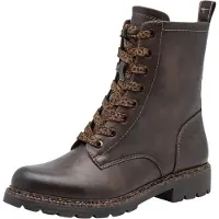 Tamaris Damen Stiefel Leo-Schnürung Profilsohle Vegan 1-25231-47, Größe:38 EU, Farbe:Braun