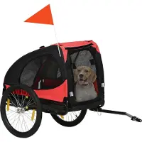PawHut Hundeanhänger, klappbarer Fahrradanhänger, Anhänger für Hunde, Rot