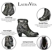 LAURA VITA Floral Goth viktorianische schwarze Lederstiefel mit Absatz – Alcizeeo-190