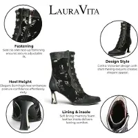 LAURA VITA Damen Stiefelette Zehenkappe Stilettoabsatz Schimmereffekt OANELO 03, Größe:37 EU, Farbe:Grau