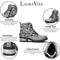 LAURA VITA Gothic Victorian Floral Grey Leder-Schnürstiefel für Frauen – Cocrailo-47