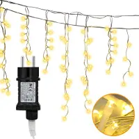Jayseuw 15M LED Eisregen Lichterkette Innen Lichtervorhang 600 LEDs Eiszapfen Weihnachtsbeleuchtung 8 Modi Weihnachtsdeko Party Garten Warmweiß