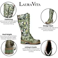 LAURA VITA Viktorianische Blumengrüne Lederstiefel mit hoher Schnürung – Cocrailo-82