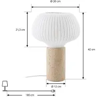 LUCANDE Tischlampe Eloise , weiß / opal, für Wohn- / Esszimmer, Textil / Stoff / Seide, Skandinavisch, Tischlampe