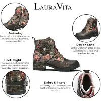 LAURA VITA Damen-Gothic Victorian Floral Bronze Leder-Schnürstiefel – Cocrailo-47