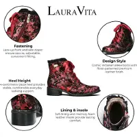 LAURA VITA Floral Women, gotische viktorianische rote Lederstiefel mit Absatz – Emcmao-45