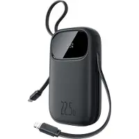 Baseus EnerFill FC31 10000mAh 22,5W Powerbank mit Digitalanzeige und 2 integrierten Kabeln (USB-C + Lightning) - Schwarz
