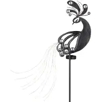 Globo 2er Set LED Solarleuchte, Pfau, silbergrau schwarz, 88 cm