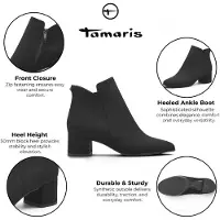 Tamaris Damen-Schwarze Kunstabsatz-Knöchelstiefel – 25354-43