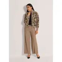 MADELEINE Strickjacke "Strickjacke Strickblouson mit Leopardenmuster", Damen, Gr. 34, beige (caramel, schwarz), Modern, comfort fit, Strickjacken Strickjacke