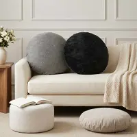 vidaXL Kissenbezug 2 stk. HEERLEN Hellgrau Ø 50 cm Chenille-Stoff