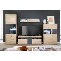 Harper Wohnwand MADANG BHT 330x198x50 cm braun Anbauwand