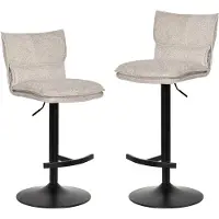 Duhome Barstuhl 2er Set Höhenverstellbar Barhocker Drehbar aus Bouclé Küchenhocker mit Fußstütze Polsterhocker für Bistro Bar Küche, Beige