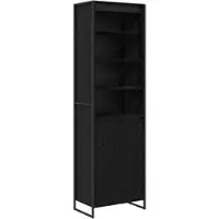 Helloshop26 - Set aus 2 hohen Schränken im Industriedesign 60 x 36 x 200 cm praktischer Stauraum aus schwarzem Eichenholzwerkstoff 02_0056097