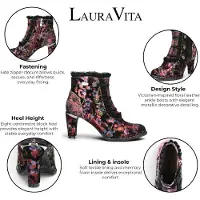 LAURA VITA Damen Stiefelette mit floralem Muster und Rüschen Alcbaneo 130, Größe:41 EU, Farbe:Rot