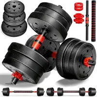 Markenlos Verstellbare Hantelset 2-in-1, 15-40 kg, kurze und lange Hantel mit Sicherungsschlössern und Verbindungsrohr