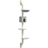 vidaXL Kratzbaum mit Kratzsäule Wandmontage Hellgrau 187 cm