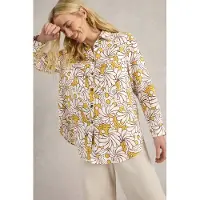 White Stuff Lydia Linen Shirt Yellow Print Größe: 6 | Longsleeves Outlet | Damen | Weiß