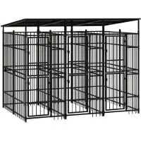 vidaXL Outdoor-Hundezwinger mit Dach Stahl 5,53 m²