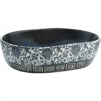 vidaXL Aufsatzwaschbecken Schwarz und Blau Oval 47x33x13 cm Keramik