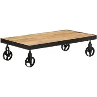 vidaXL Couchtisch mit Rollen Altholz Massiv 100x55x26 cm