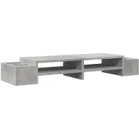 vidaXL Monitorständer mit Stauraum Betongrau 100x27x15cm Holzwerkstoff
