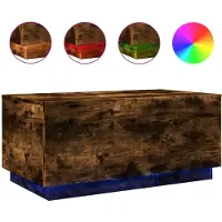 DKD Home Decor Couchtisch mit LED-Leuchten Räuchereiche 90x50x40 cm