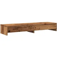 vidaXL Monitorständer mit Schubladen Altholz-Optik 100x27x15 cm