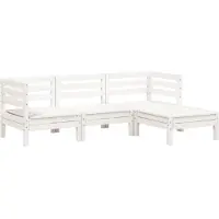 vidaXL Gartensofa 3-Sitzer mit Hocker Weiß Massivholz Kiefer