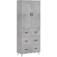 vidaXL Highboard Betongrau 69,5x34x180 cm Holzwerkstoff
