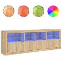 vidaXL Sideboard mit LED-Leuchten Sonoma-Eiche 202x37x67 cm