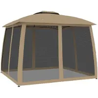 vidaXL Pavillon mit Doppeldach & Netzwänden Taupe 2,93x2,93 m Stahl