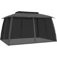 vidaXL Pavillon mit Doppeldach & Netzwänden Anthrazit 3,93x2,93m Stahl
