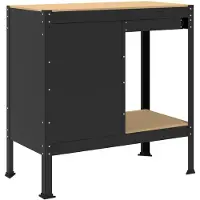 vidaXL Werkbank mit Regal Schwarz 90 x 49 x 91 cm Sperrholz und Metall
