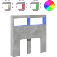 vidaXL LED-Kopfteil mit Ablagen Betongrau 100x17x102 cm