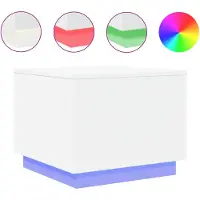 vidaXL Couchtisch mit LED-Leuchten Weiß 50x50x40 cm