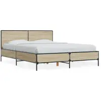 vidaXL Bettgestell Sonoma-Eiche 120x190 cm Holzwerkstoff und Metall