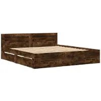 vidaXL Bettgestell mit Kopfteil Räuchereiche 200x200 cm Holzwerkstoff