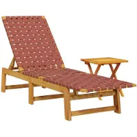vidaXL Sonnenliege mit Tisch Rot Massivholz Akazie und Stoff