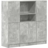 vidaXL 3-tlg. Küchenschrank-Set Betongrau Holzwerkstoff
