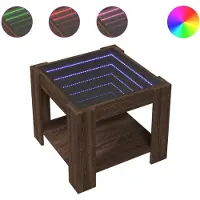vidaXL LED-Couchtisch Braun Eichen-Optik 53x53x45 cm Holzwerkstoff