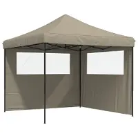 vidaXL Partyzelt Faltbar Pop-Up mit 2 Seitenteilen Taupe